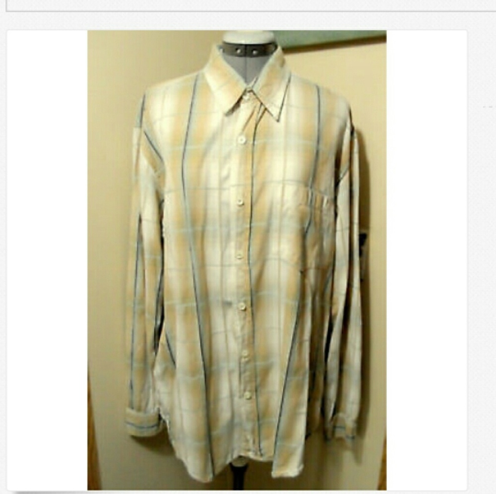 INDUSTRIAL EXCHANGE Dress Shirt XL Peach Blue LS